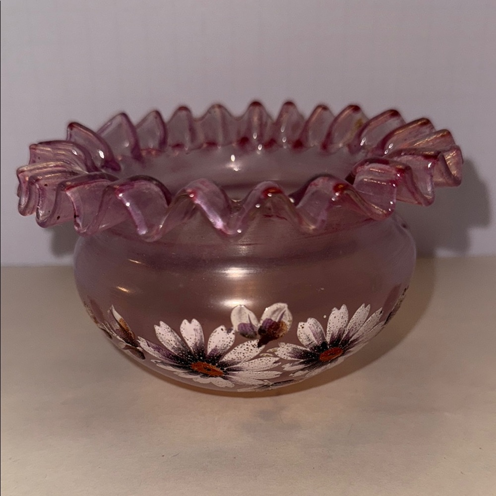 Pink Floral Glass Bowl